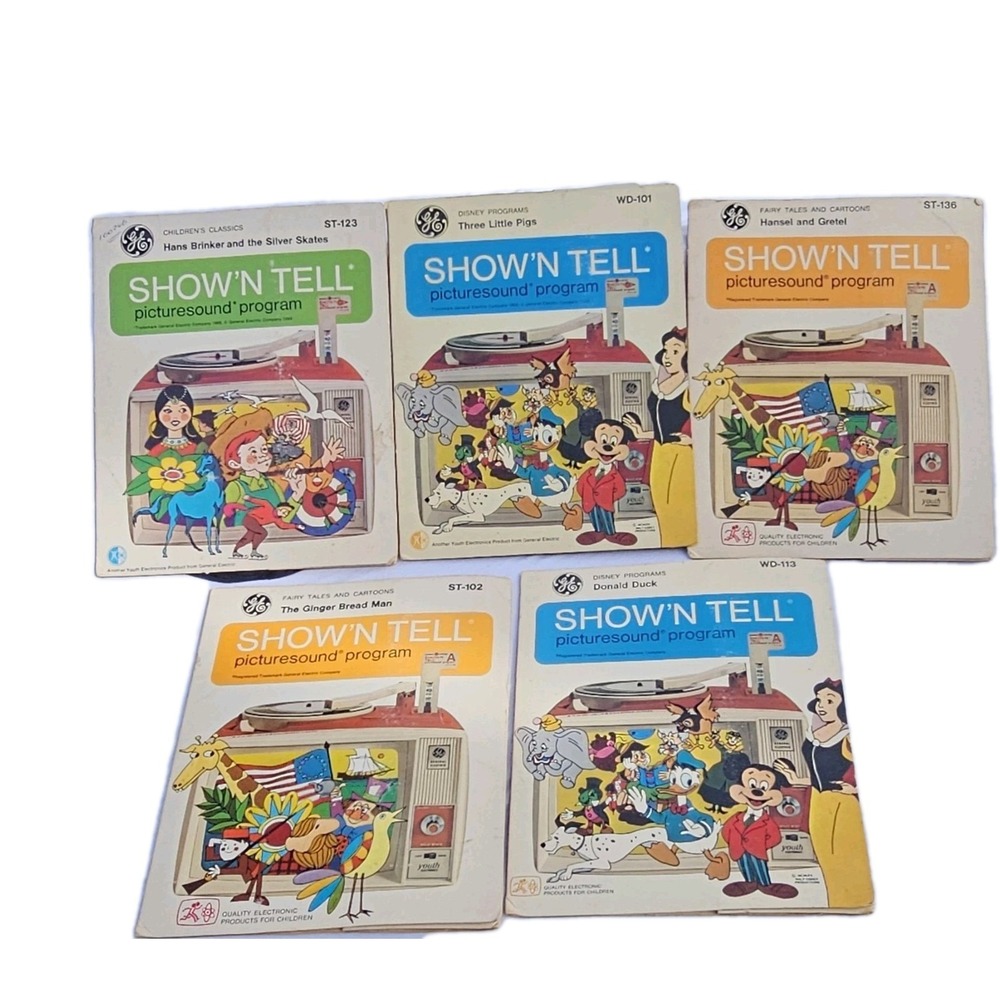 VINTAGE  1960s SHOW'N TELL  RECORDS & SLIDES PICTURE SOUND DISNEY LOT OF FIVE